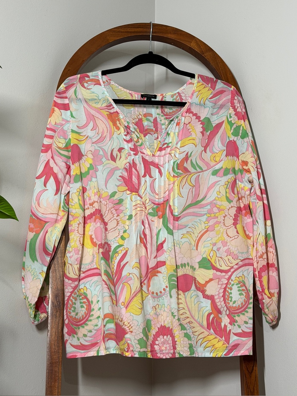 Talbots LARGE Floral Paisley 100% Cotton Blouse Top